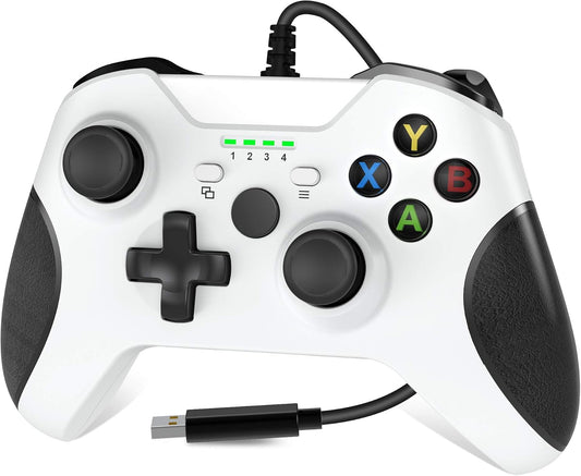 Controller for Xbox One, Wired Controller for Xbox One Gaming Controller USB Gamepad Joypad Remote with Dual Vibration Headset Jack for Xbox One/S/X/Steam/Pc Windows 7/8/10 (White) [Xbox_One]